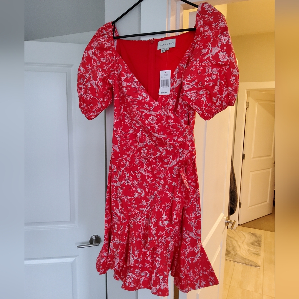Sachin & Babi Catherine Puff Sleeve Faux Wrap Mini Dress - Picture 7 of 16